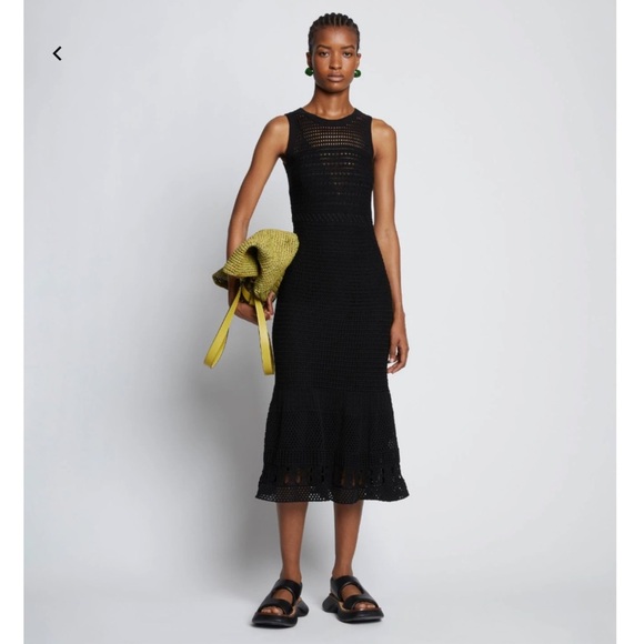 Proenza Schouler White Label Silk Cotton Pointelle Sleeveless Dress - Picture 1 of 13